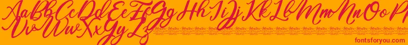 Mentari-Schriftart – Rote Schriften auf orangefarbenem Hintergrund