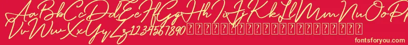 Mentawai Font – Yellow Fonts on Red Background