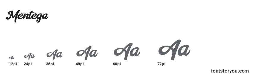 Größen der Schriftart Mentega