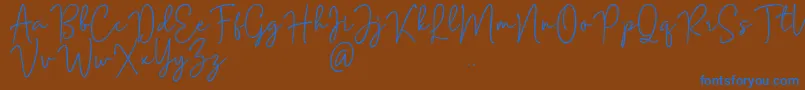 Mention Signature Font – Blue Fonts on Brown Background