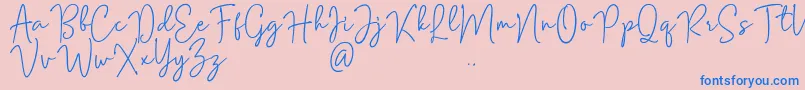 Mention Signature Font – Blue Fonts on Pink Background