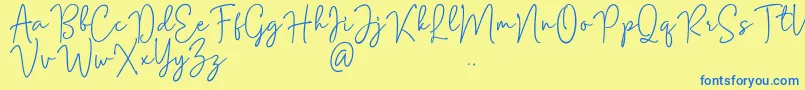 Czcionka Mention Signature – niebieskie czcionki na żółtym tle
