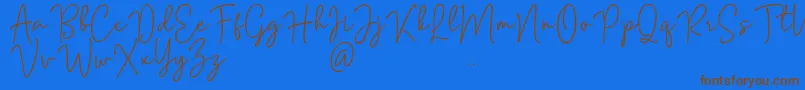 Mention Signature Font – Brown Fonts on Blue Background