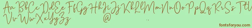 Mention Signature Font – Brown Fonts on Green Background