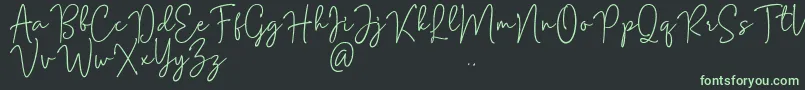 Mention Signature Font – Green Fonts on Black Background