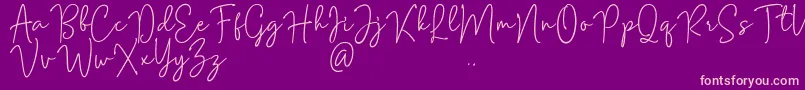 Mention Signature Font – Pink Fonts on Purple Background