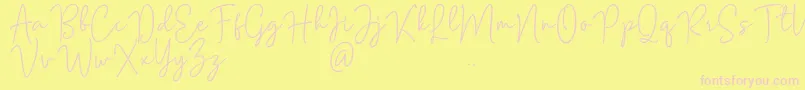 Mention Signature Font – Pink Fonts on Yellow Background