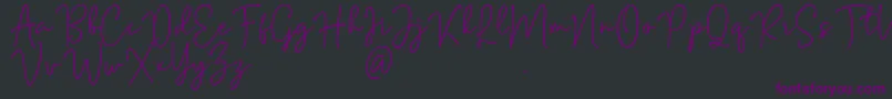 Mention Signature Font – Purple Fonts on Black Background
