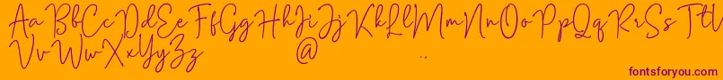 Mention Signature Font – Purple Fonts on Orange Background