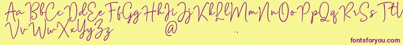 Шрифт Mention Signature – фиолетовые шрифты на жёлтом фоне