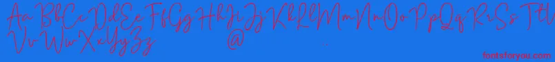 Mention Signature Font – Red Fonts on Blue Background