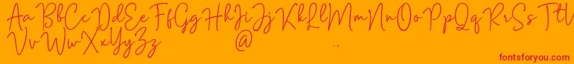 Fonte Mention Signature – fontes vermelhas em um fundo laranja