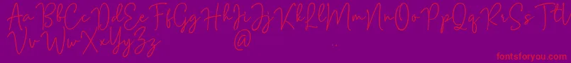 Mention Signature Font – Red Fonts on Purple Background