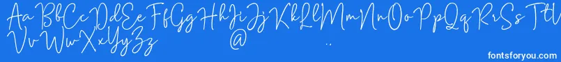 Fonte Mention Signature – fontes brancas em um fundo azul