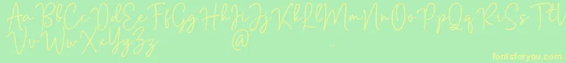 Mention Signature Font – Yellow Fonts on Green Background