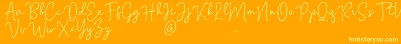 Mention Signature Font – Yellow Fonts on Orange Background