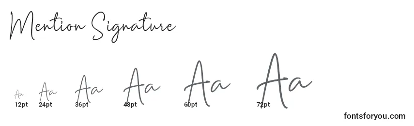 Mention Signature Font Sizes