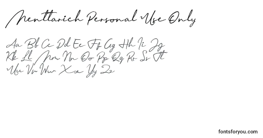 A fonte Menttarich Personal Use Only – alfabeto, números, caracteres especiais