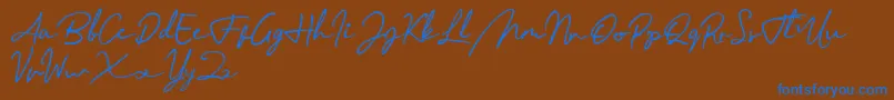 Menttarich Personal Use Only-Schriftart – Blaue Schriften auf braunem Hintergrund