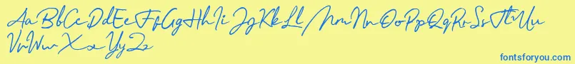Menttarich Personal Use Only Font – Blue Fonts on Yellow Background