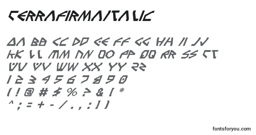 Fuente TerraFirmaItalic - alfabeto, números, caracteres especiales