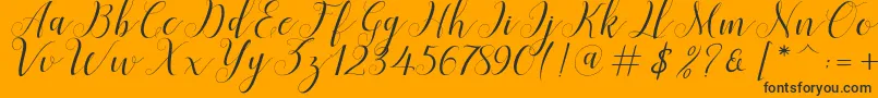 Menttion Script-Schriftart – Schwarze Schriften auf orangefarbenem Hintergrund