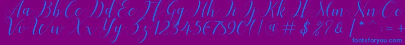 Menttion Script-Schriftart – Blaue Schriften auf violettem Hintergrund