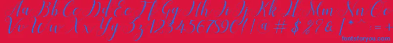 Menttion Script-Schriftart – Blaue Schriften auf rotem Hintergrund