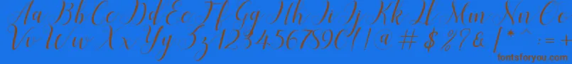 Menttion Script Font – Brown Fonts on Blue Background