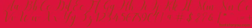 Menttion Script-Schriftart – Braune Schriften auf rotem Hintergrund