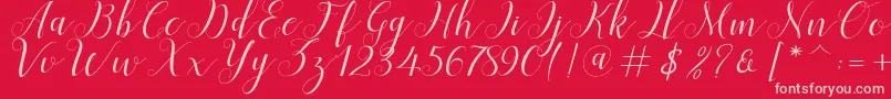 Menttion Script Font – Pink Fonts on Red Background