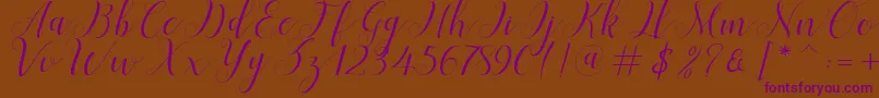 Menttion Script-Schriftart – Violette Schriften auf braunem Hintergrund