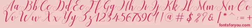 Menttion Script-Schriftart – Rote Schriften auf rosa Hintergrund