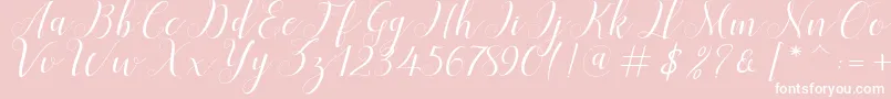 Menttion Script-Schriftart – Weiße Schriften auf rosa Hintergrund