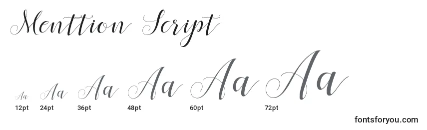 Menttion Script Font Sizes