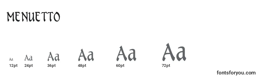 Размеры шрифта MENUETTO (134082)