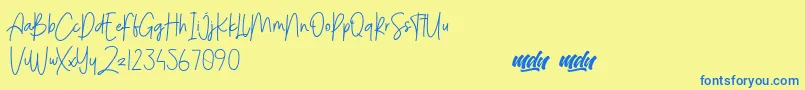 Menulist Beauty   PERSONAL USE Font – Blue Fonts on Yellow Background
