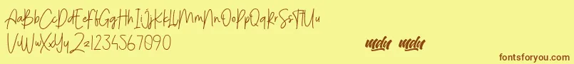 Menulist Beauty   PERSONAL USE Font – Brown Fonts on Yellow Background