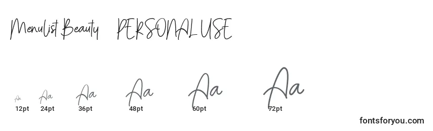 Menulist Beauty   PERSONAL USE Font Sizes
