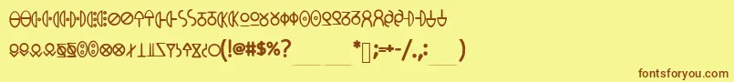 MeowsPhone-Schriftart – Braune Schriften auf gelbem Hintergrund
