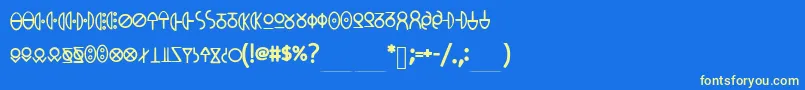 MeowsPhone Font – Yellow Fonts on Blue Background