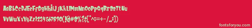 MEOWZA Font – Green Fonts on Red Background