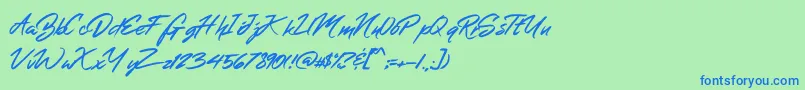 MerahbBush-Schriftart – Blaue Schriften auf grünem Hintergrund