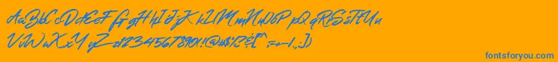 MerahbBush-Schriftart – Blaue Schriften auf orangefarbenem Hintergrund