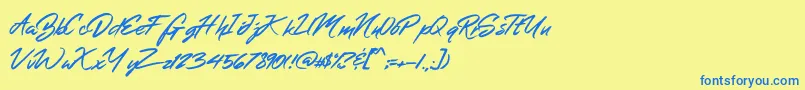 MerahbBush Font – Blue Fonts on Yellow Background