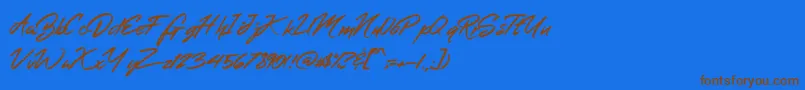 MerahbBush-Schriftart – Braune Schriften auf blauem Hintergrund