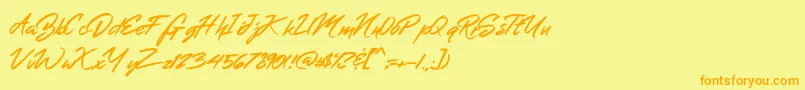 MerahbBush-Schriftart – Orangefarbene Schriften auf gelbem Hintergrund