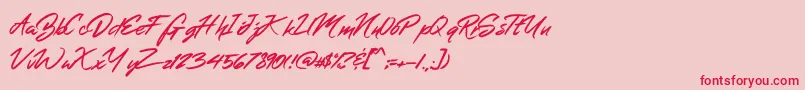 MerahbBush-Schriftart – Rote Schriften auf rosa Hintergrund