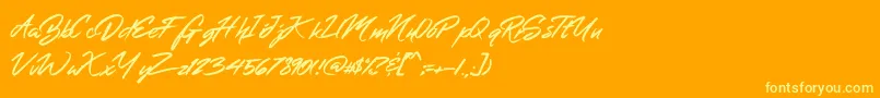 MerahbBush-Schriftart – Gelbe Schriften auf orangefarbenem Hintergrund