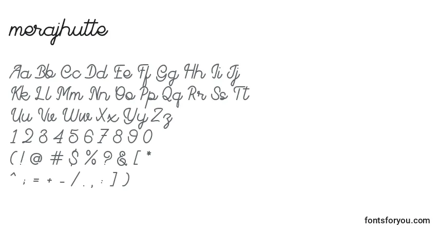 Czcionka Merajhutte – alfabet, cyfry, specjalne znaki